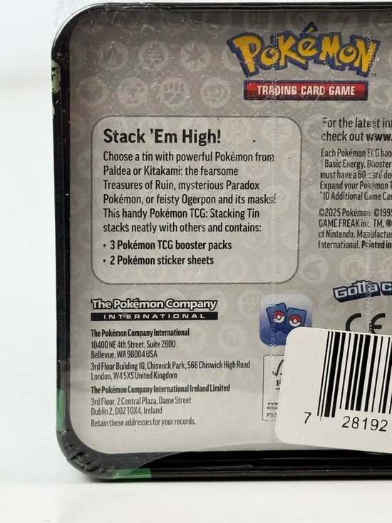 Pokémon TCG Eldegoss & Grimmsnarl Stacking Black Tin Square Sealed New - Picture 9 of 9